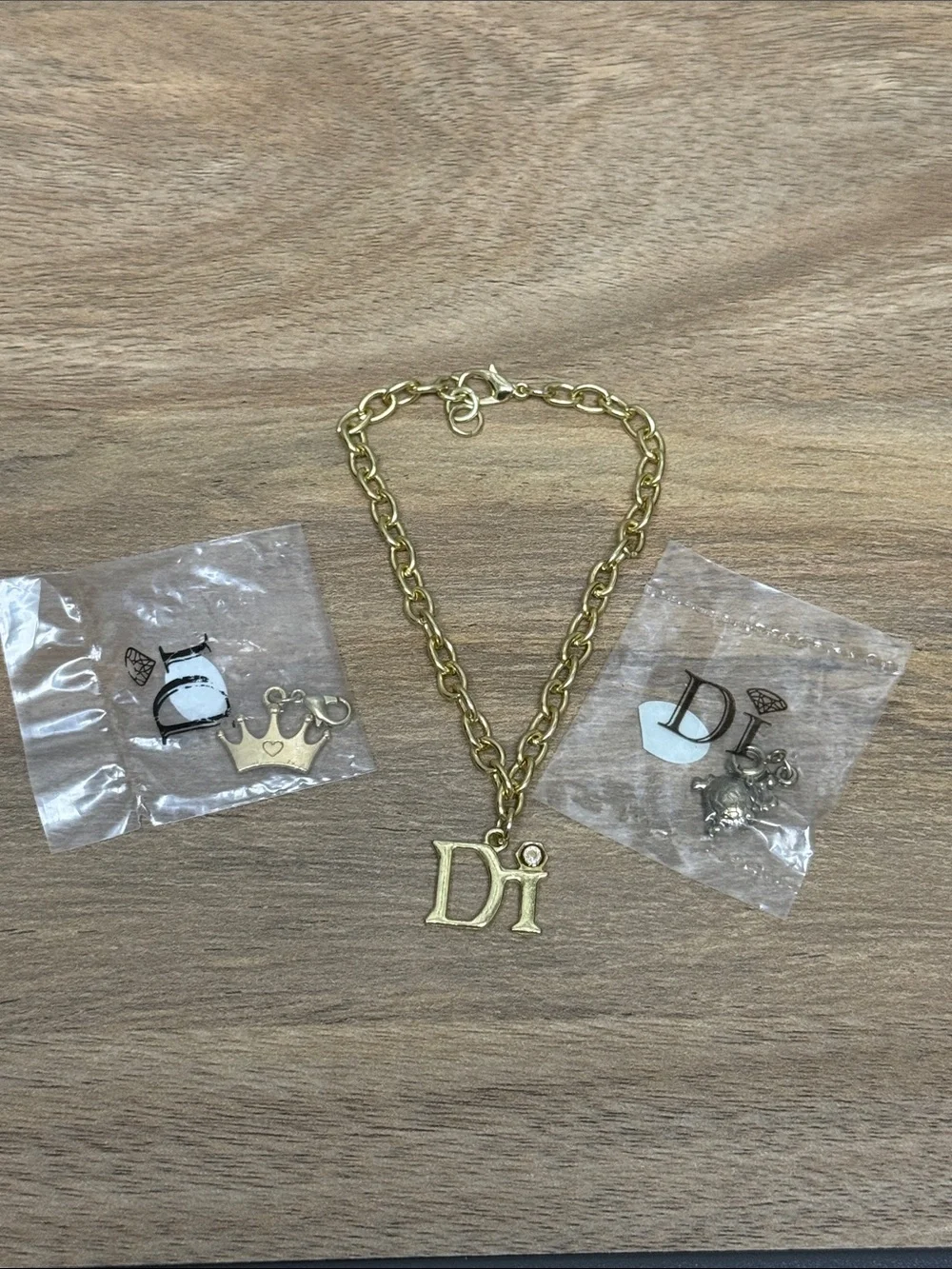 Gold Letter Charm Chain Bracelet - Diamonds International